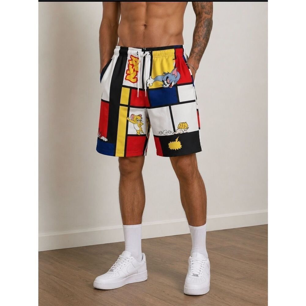 Tom & Jerry Reason Streetwear Collection Men's White Red Yellow Blue color block